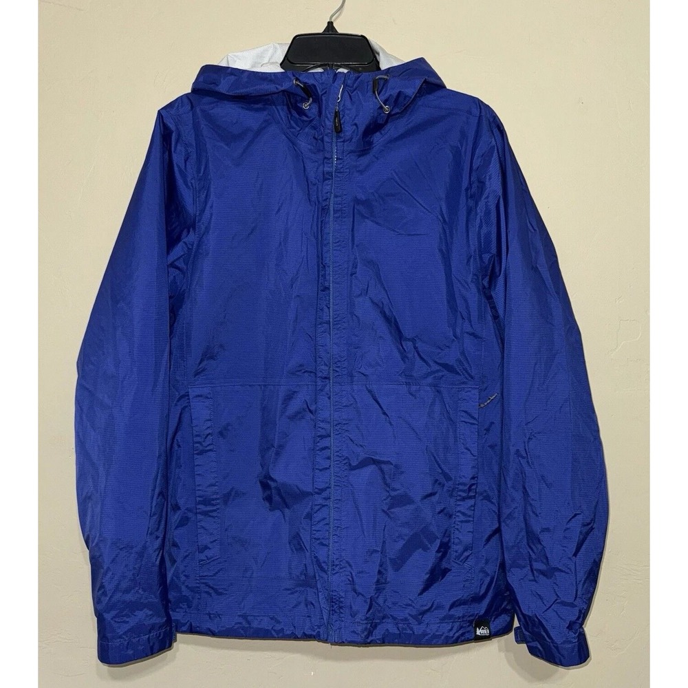 REI Co-op‎ Mens Blue Lightweight Rain Jacket Hooded Outdoor Coat - Small